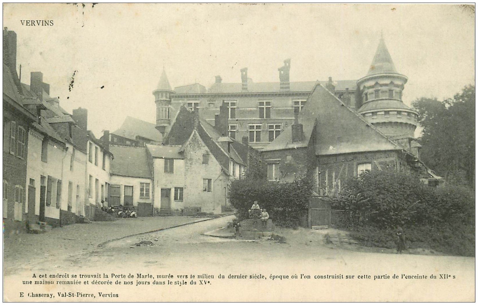 carte postale ancienne 02 VERVINS. Ancienne Porte de Marle 1906