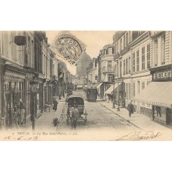 59 DOUAI. Attelages et tramway rue Saint-Pierre 1903