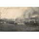 91 BALLANCOURT. Un Train en Gare et arrière plan Café Restaurant du Chemin de Fer et la Poudrerie 1921