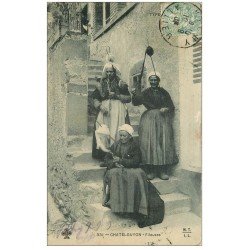 carte postale ancienne 63 CHATEL-GUYON. Fileuses à Rouet 1905