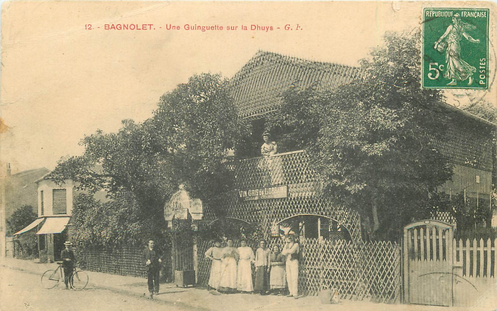 93 BAGNOLET. Une Guinguette sur la Dhuys et son personnel 1913