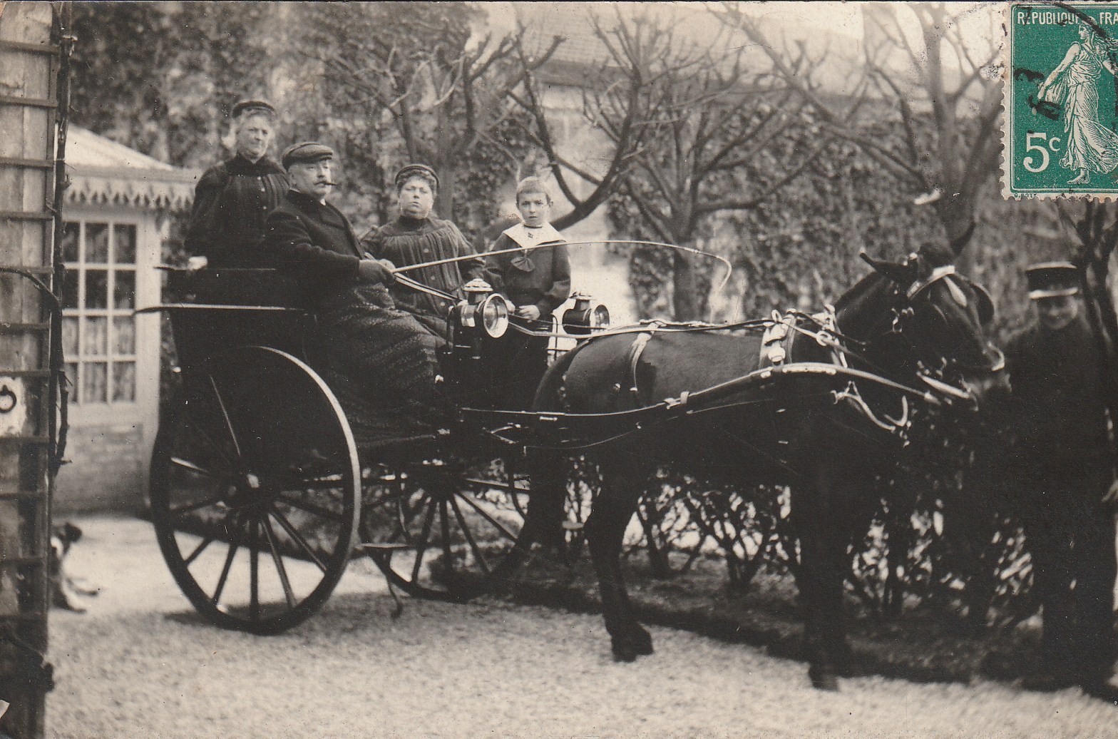 Superbe photo cpa d'un Attelage lieu à identifier...