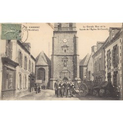 56 CARNAC. Eglise Saint-Cornély sur la Grande Rue 1924 Café de Bretagne