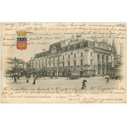carte postale ancienne 63 CLERMONT-FERRAND. Le Théâtre 1903. Publicité A LA HAVANE papier à lettres Lyon-Vichy
