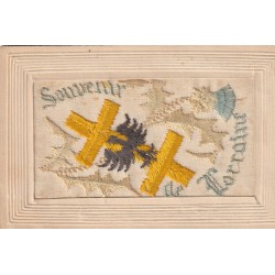 REGIONS. La Croix de Lorraine brodée avec fils de soie sur tulle 1917