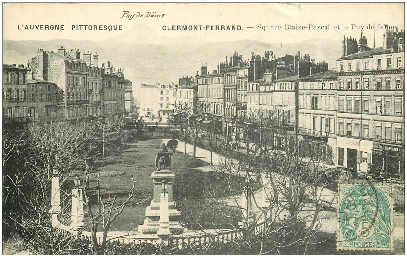 carte postale ancienne 63 CLERMONT-FERRAND. Square Blaise Pascal 1906