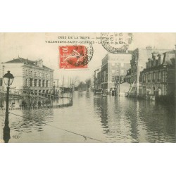 1910 Crue de la Seine 94 VILLENEUVE-SAINT-GEORGES. Place de la Gare