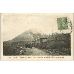 carte postale ancienne 63 FONT-DE-L'ARBRE. Le Tramway 1921 avec voyageurs