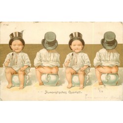 Humoristisches Quartett. Enfants sur leurs pots de chambre ou bourdalous 1902