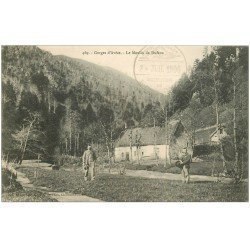carte postale ancienne 63 GORGES D'AVEZE. Le Moulin de Dufaux. Tampon 1906 mais verso vierge