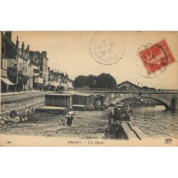 89 JOIGNY. Les Quais avec Pêcheurs à la ligne 1922