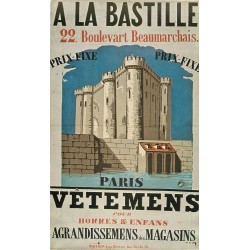 Publicité " A LA BASTILLE " vêtements 22 Bd Beaumarchais Paris