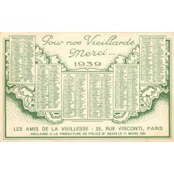 CALENDRIER 1939. Pour nos Vieillards merci. Les Amis de la Vieillesse 22 rue Visconti Paris