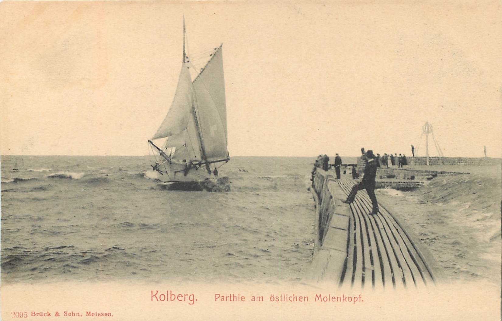 Pologne KOLBERG. Parthie am östlichen Molenkopf vers 1900