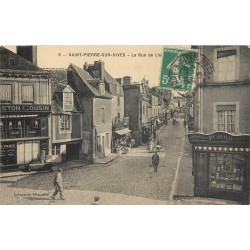14 SAINT-PIERRE-SUR-DIVES. Pâtisserie Dusoir et mercerie Cousin rue de Lisieux 1913