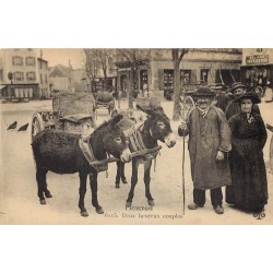 12 SAINT-GENIEZ. Deux heureux couples, Paysans et attelage ânes 1925
