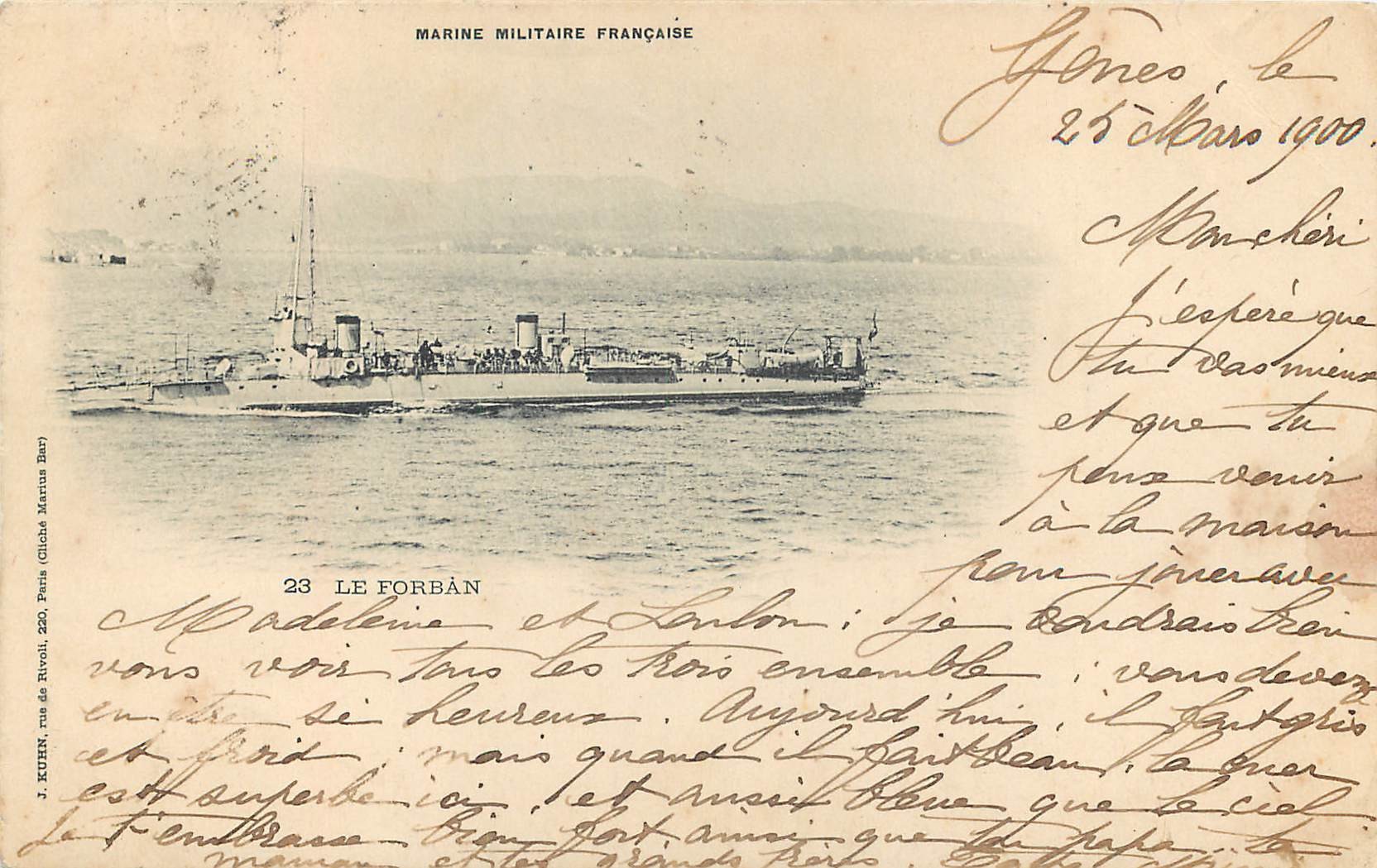 Marine Militaire Française " LE FORBAN " 1900 Torpilleur