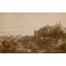 Suisse NEUCHÂTEL. Château et Alpes 1920