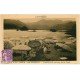 carte postale ancienne 63 LAC CHAMBON. Plage et parasols sur la Plage 1935