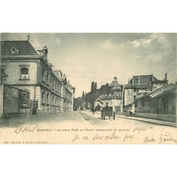 73 CHAMBERY. Ecole de Garçons Place Caffe. Timbres Taxe 1904
