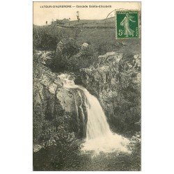 carte postale ancienne 63 LATOUR-D'AUVERGNE. Cascade Saint-Elisabeth 1918