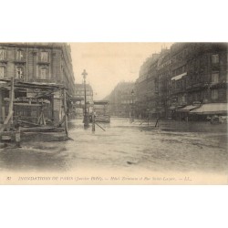 INONDATIONS ET CRUE DE PARIS 1910. Hôtel Terminus Rue Saint-Lazare