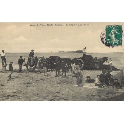 29 SAINT-POL-DE-LEON. Paimpol la Cale et l'Ile Sainte-Barbe 1904 récolte du Goëmon