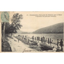 62 ARRAS. Construction d'un Pont de bateaux par le Génie 1906 Préparation par conversion