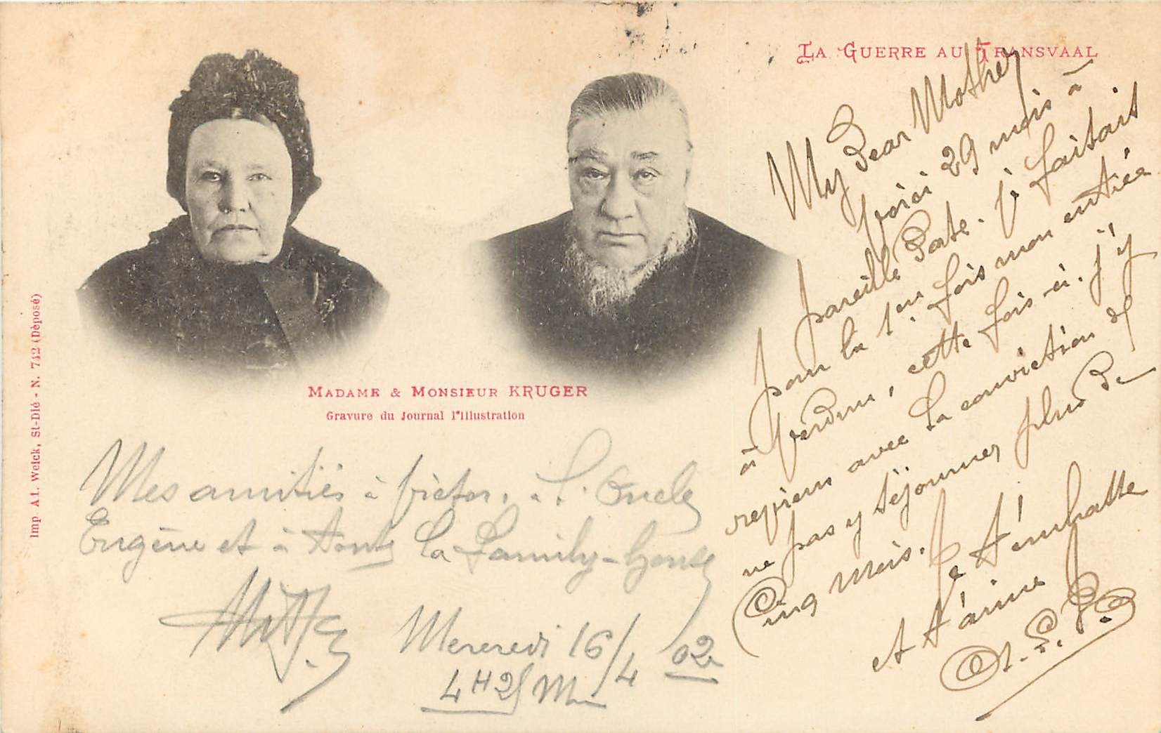 LA GUERRE AU TRANSVAAL 1902 Madame et Monsieur Kruger