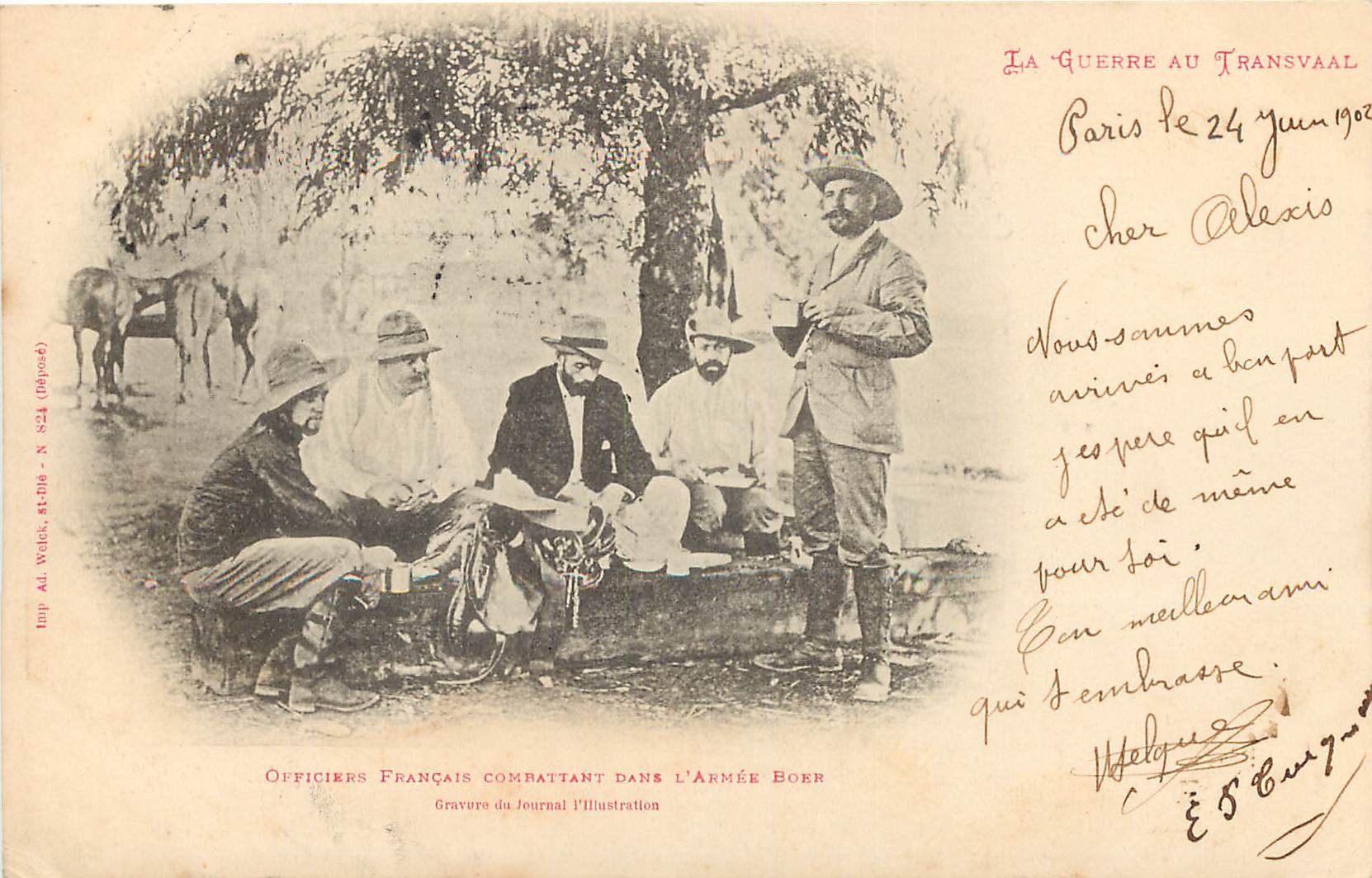 LA GUERRE AU TRANSVAAL 1902 Officiers français combattant dans l'Armée Boer