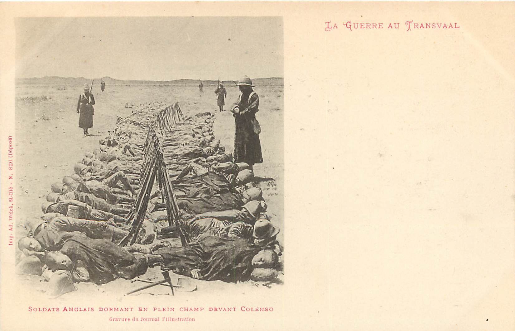 LA GUERRE AU TRANSVAAL Soldats Anglais dormant Camp Colenso