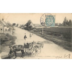 80 CAYEUX-SUR-MER. L'arrivée avec attelage de Cheval et bicyclettes 1906