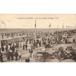 59 MALO-LES-BAINS. La Plage et voitures anciennes sur la Digue 1938