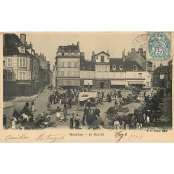 89 AVALLON. Le Marché et Hôtel Restaurant "Au Soleil Levant" 1904Bon état