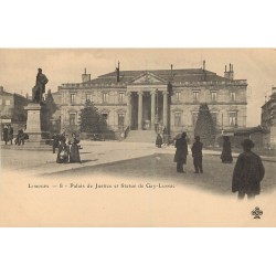87 LIMOGES. Carte précurseur vers 1900 Palais de Justice et Statue Gay-Lussac