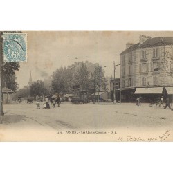 93 PANTIN. Tramway à impérial route de Flandre et les Quatre-Chemins 1902