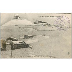 carte postale ancienne 63 LE PUY DE DOME. Observatoire sous la neige au Sommet