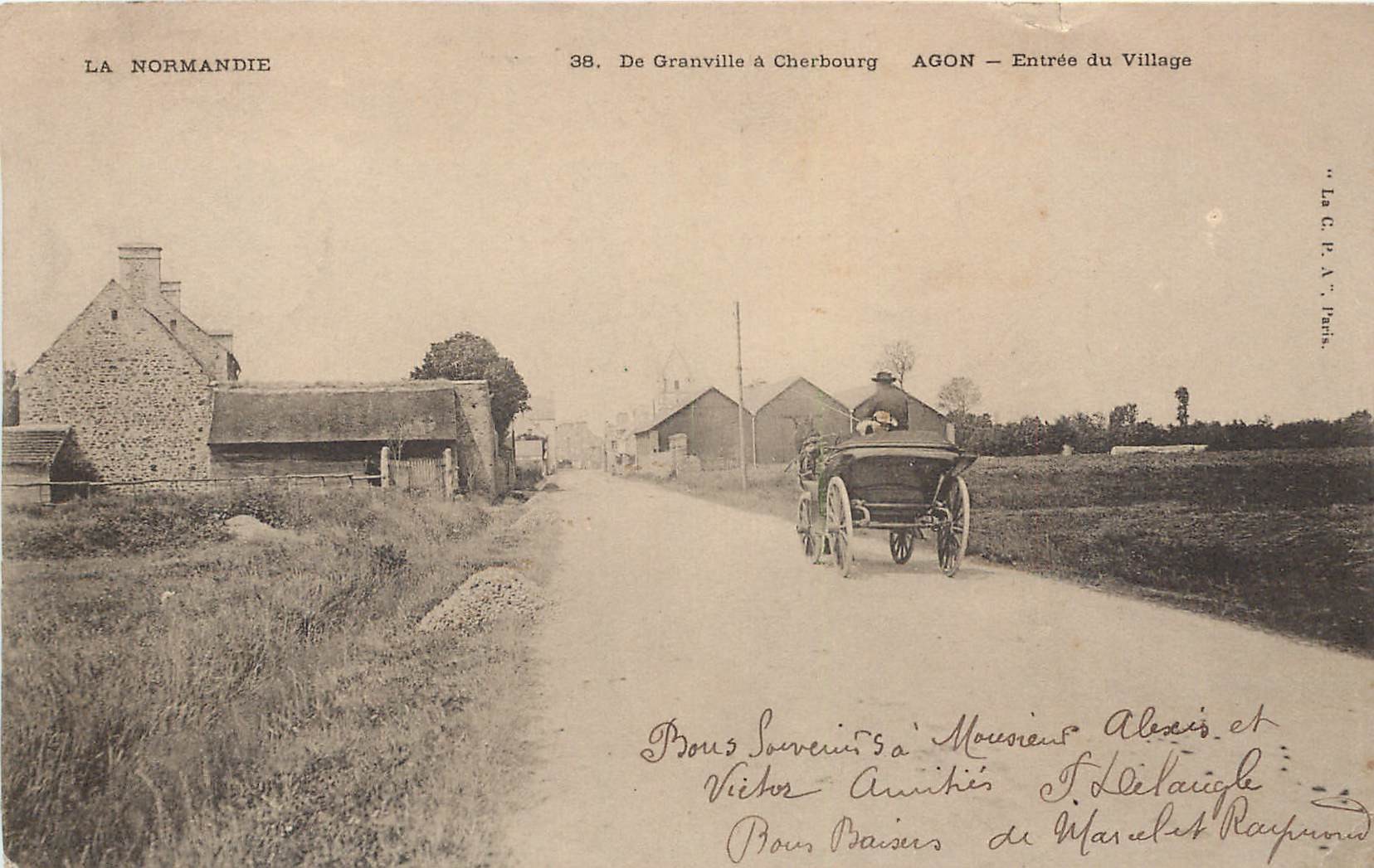 50 AGON. Attelage à l'Entrée du Village 1903