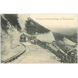 carte postale ancienne 63 LE PUY DE DOME. Train crémaillière au Grand Rocher 1909 Chemin de Fer