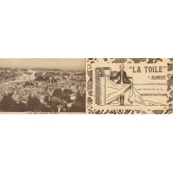 76 ELBEUF. Manufacture et Usines "La Toile" carte publicitaire double panoramique 27 x 9 cm