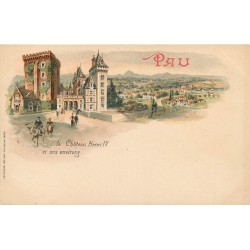 64 PAU. Carte précurseur vers 1900 Château Henri IV et environs