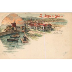 64 SAINT-JEAN-DE-LUZ. Carte précurseur vers 1900 le Socoa, Plage et Casino