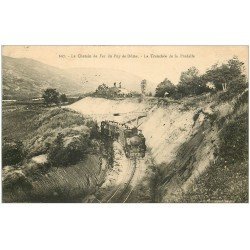 carte postale ancienne 63 LE PUY DE DOME. Train Tranchée de la Pradelle 1927 Chemin de Fer