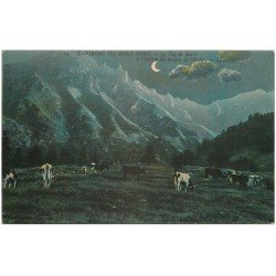 carte postale ancienne 63 LE PUY DE SANCY. Troupeau de Vaches Gorges de l'Enfer de nuit 1908