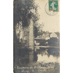 91 SOUZY-LA-BRICHE. Photo cpa rare Ancienne Eglise devant le Village 1909