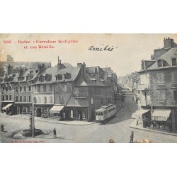 12 RODEZ. Tramway Carrefour Saint-Cyrice et rue Béteille vers 1900