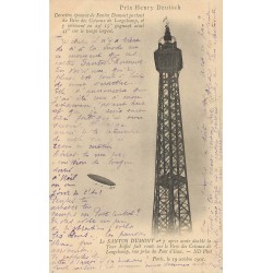 PARIS 1901. Prix Henry Deutsch. Le Dirigeable SANTOS DUMONT près de la Tour Eiffel