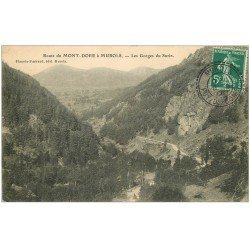 carte postale ancienne 63 LES GORGES DU SURIN. Route du Mont-Dore à Murols 1908