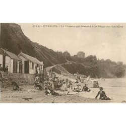 2 x cpa 22 ETABLES. Chemin Plage des Godelins et Grotte Notre-Dame