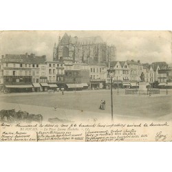 2 x cpa 60 BEAUVAIS. Place Jeanne Hachette 1902 et Cathédrale vers 1909